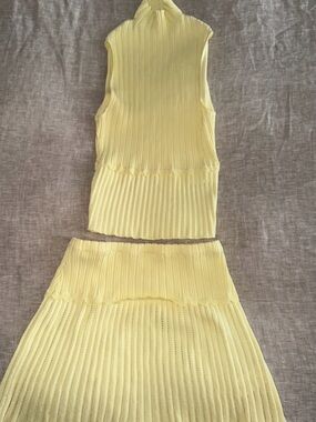 Meshki Butter Yellow Ribbed Knit Two-Piece Set